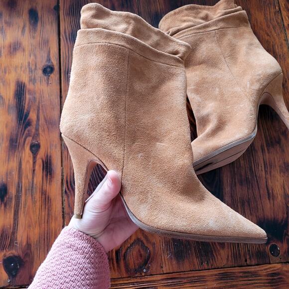 Alexandre Birman Olivia Slouch Booties Tan Suede Sz 37.5 - Picture 2 of 8